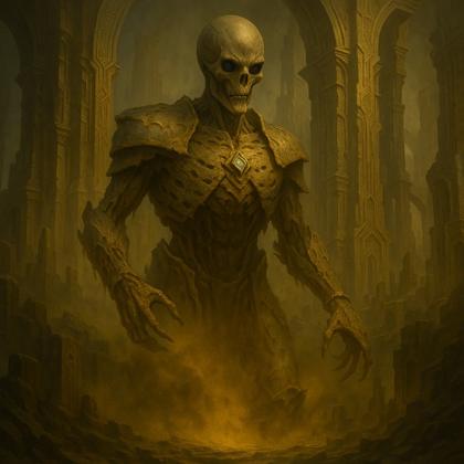 Un rey esqueleto vestido de oro